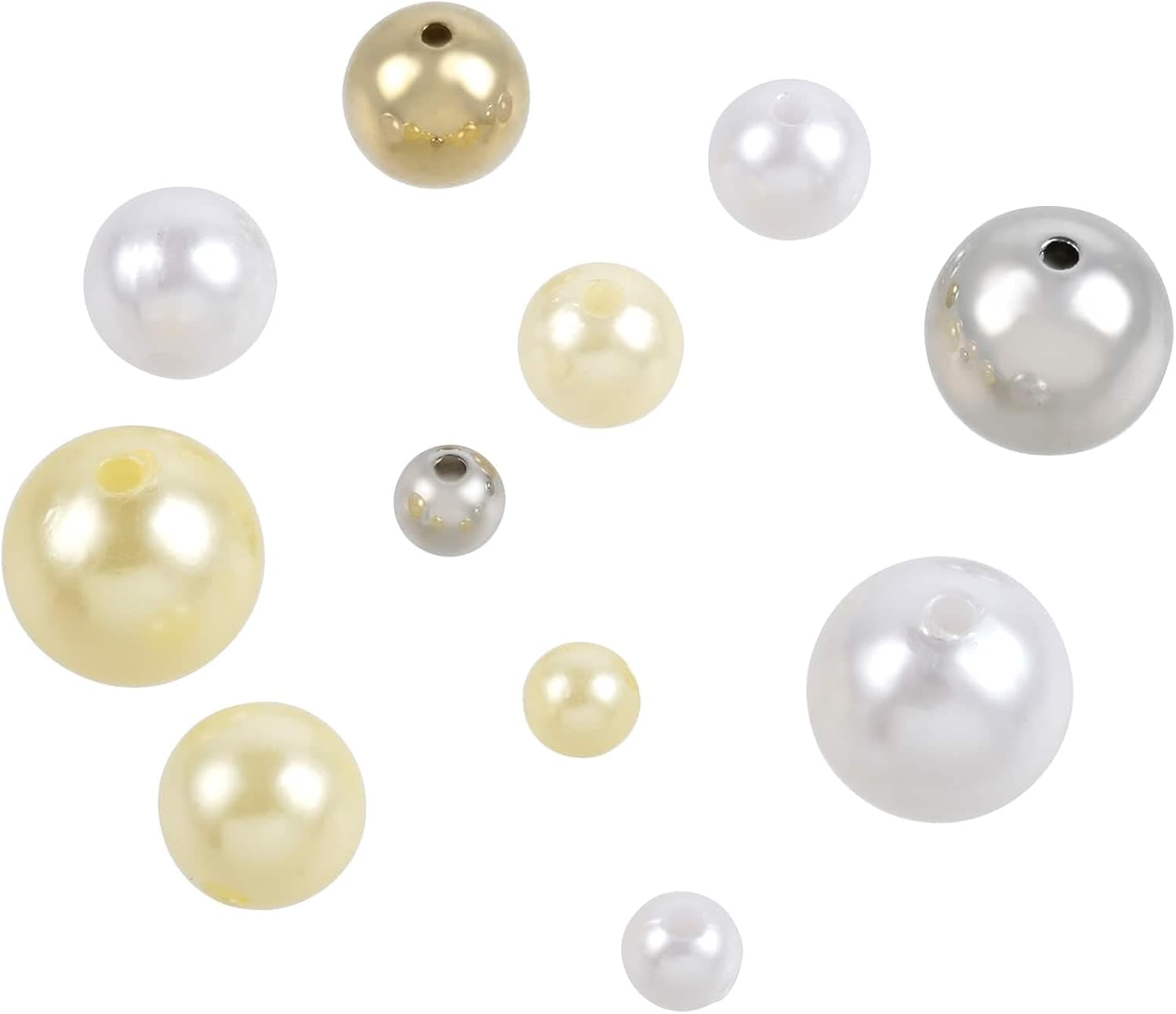Bead Landing White, Cream & Gold Pearl Plastic Mix Craft Beads, 6 Pack