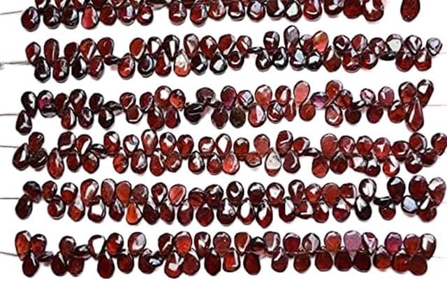 7 Inch 7x9-7x13mm Natural Pyrope Red Garnet Smooth Pear Shape Briolette Beads lot of 10 Strands CHIK-STRD-95045