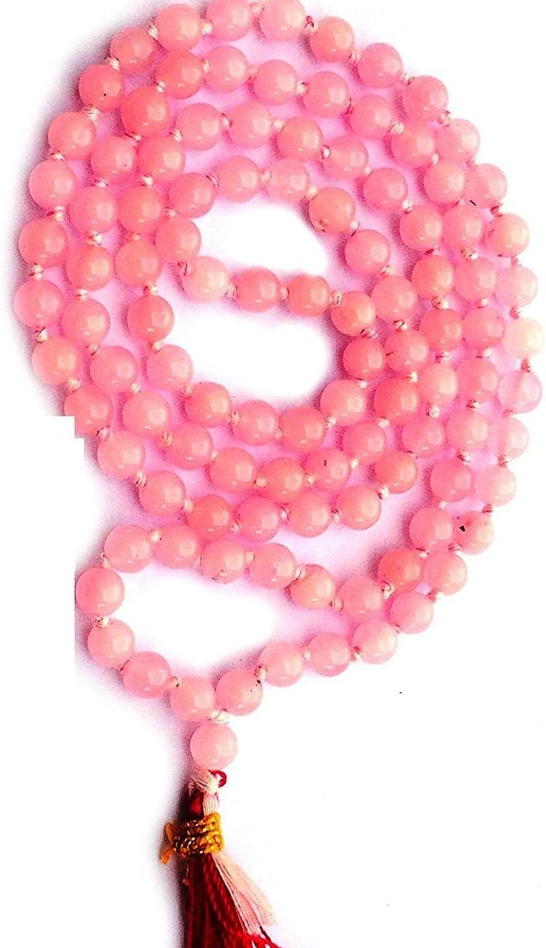 Ramneek Jewels Divya Shakti Rose Quartz Crystal Mala Rosary 108 + 1 Beads 5 MM (Healing mala)