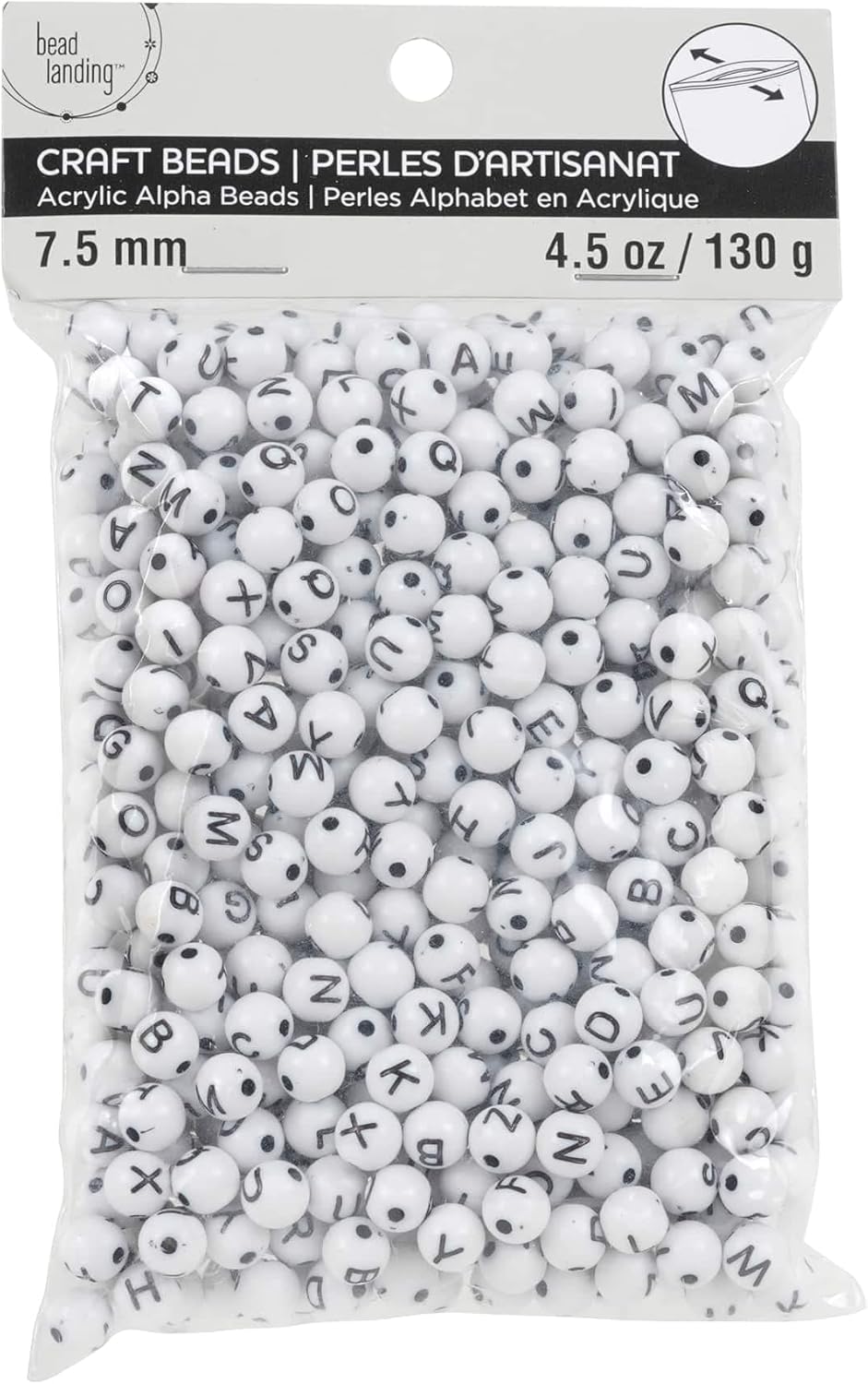 Bead Landing 12 Pack: Alphabet Acrylic Round Craft Beads, 7.5mm