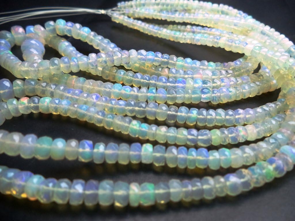 AAA Ethiopian Welo faceted Opal Rondelle loose gemstone Beads 4-6mm 18