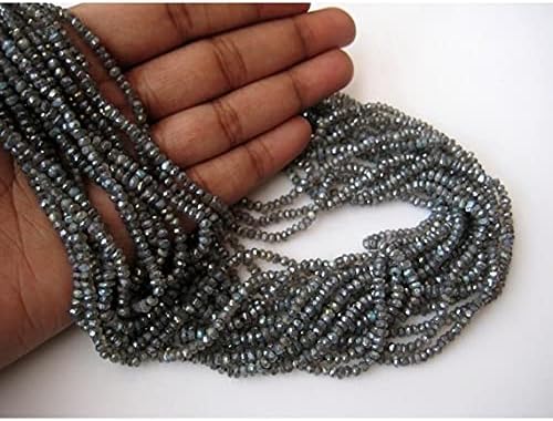 BEADS GEMSTONE 5 Strand Natural Mystic Labrarite, Original Gemstone, Micro Faceted Rondelle Beads, 3mm Beads, 13 Inches Code-HIGH-18009