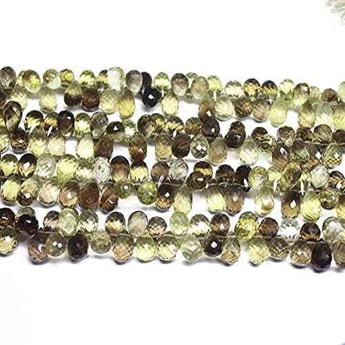 Natural Lemon Quartz Faceted Tear Drop Briolette Gemstone Loose Beads Strand 12