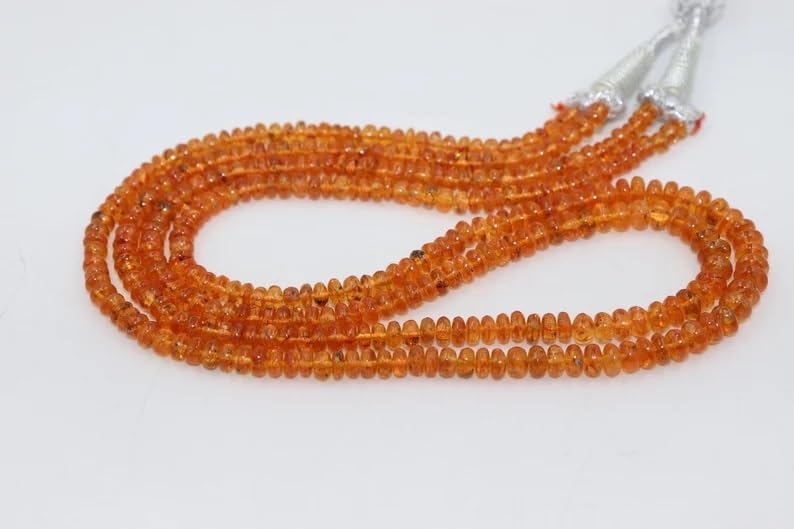 AAA+ Spessartite Garnet Faceted Rondelle Beads, 4-6 mm Garnet Beads Orange Garnet Beads Spessartite Jewelry Making Gemstone for Making Jwelery