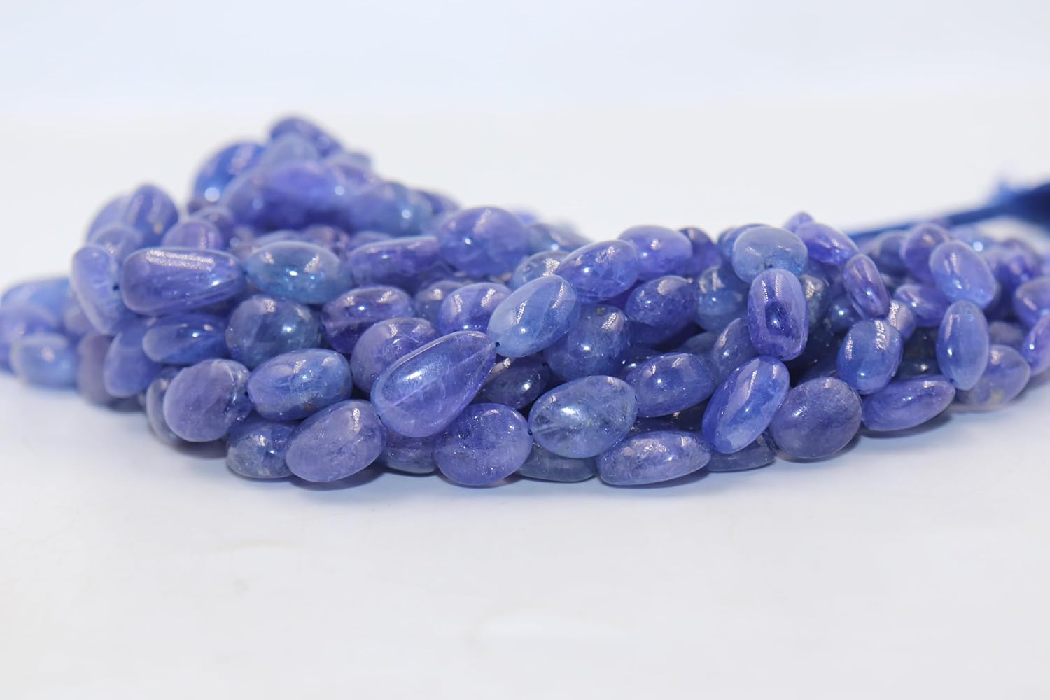 Natural AAA Tanzanite Smooth Oval Beaded Strand, Genuine Blue Gemstone, 7x9-8x10mm