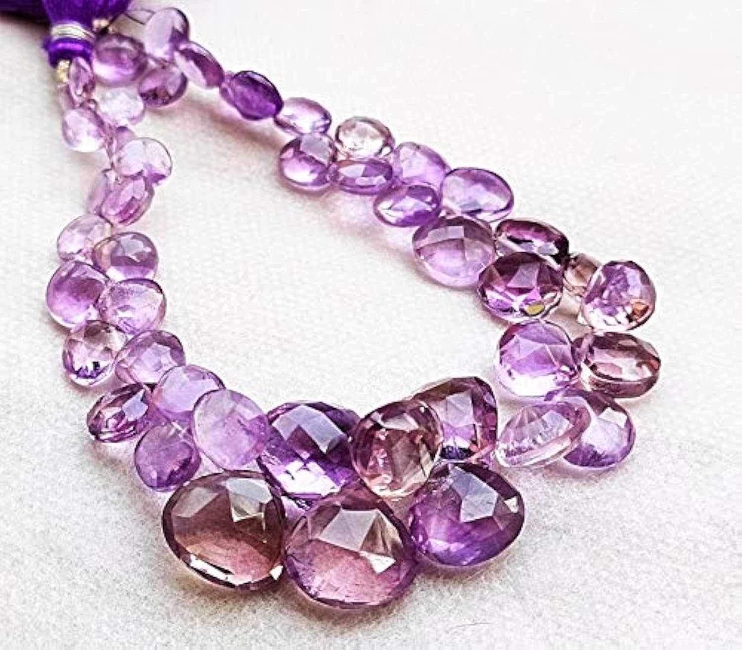 GEMZ 8 inch Strand of Natural Brazilian Amethyst Heart Shape Faceted Cut Purple Color briollete Beads for DIY Jewelry Making- Earring Necklace Bracelet.