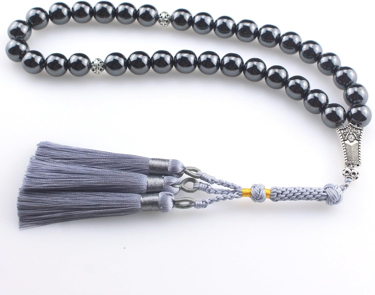 Muslims Islamic Dhikr Tasbeeh Tasbih 33 Prayer Beads, Hematite Beads with Tassel