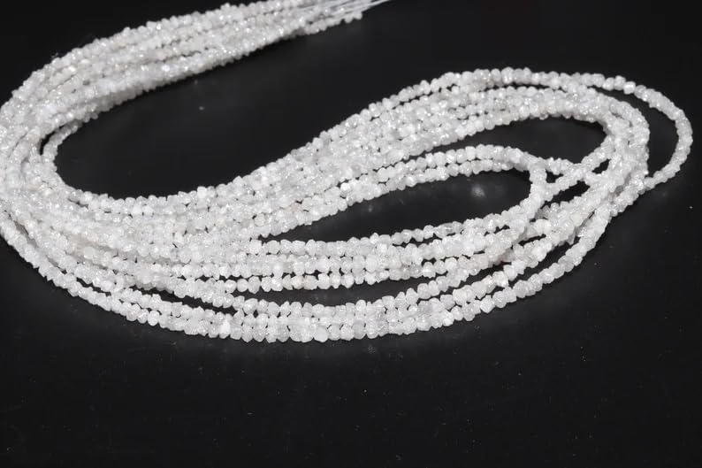 Natural Raw White Diamond Uncut Beads 2-3.5MM Uncut Diamond Beads Strand for Jewelry Making
