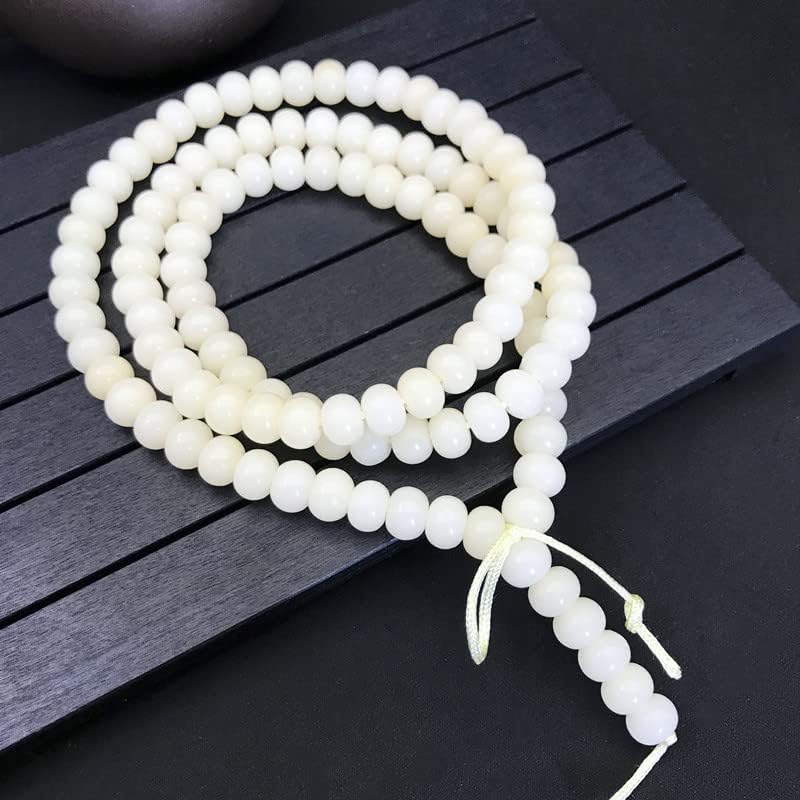 1Pcs白玉菩提根手串108颗男女佛珠手链项链阴绿菩提子散珠配饰(南瓜珠9*12)