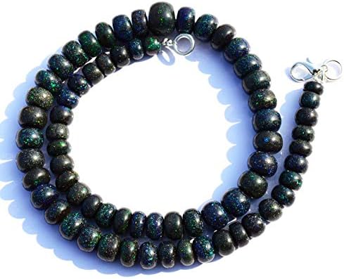 Very Rare Natural Gem Australian Matrix Black Opal Big 8 to 11MM Size Smooth Rondelle Beads 16 Inch Full Strand Finished Necklace Rare Gem