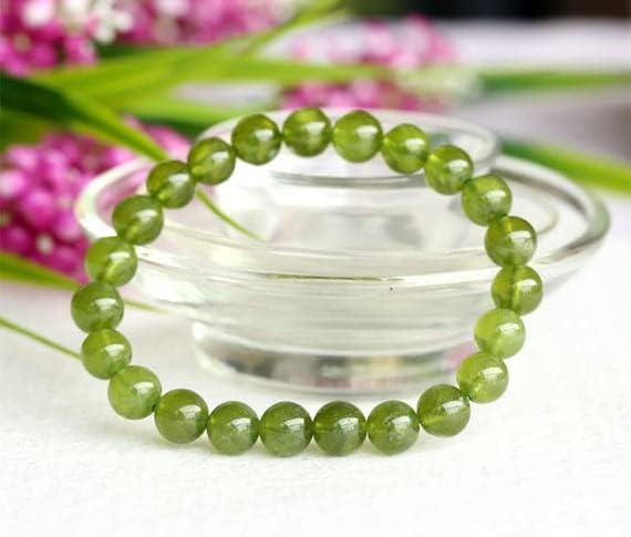BEADS GEMSTONE 1 Strands Natural Olive Green Icrase Stretch Finish Bracelet Round Beads 8mm 04028 Code-HIGH-23287