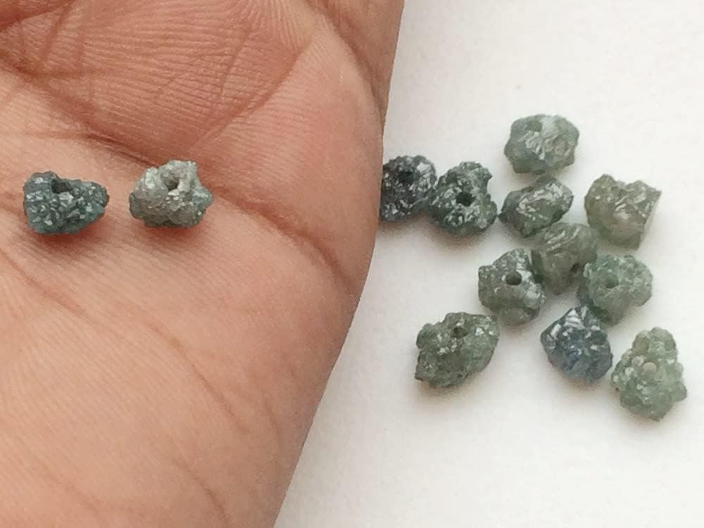 5-6mm Large Hole Bead, Blue Rough Diamond Beads, 1mm Drilled Blue Diamond Briolettes For Jewelry (1pc To 10Pc Options) - VICP1035, 5-6 MM