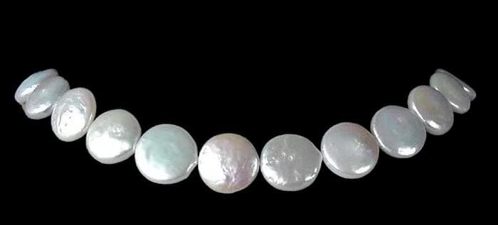 Glam Graduated White Coin FW Pearl Strand 4760 for Jewelry Making