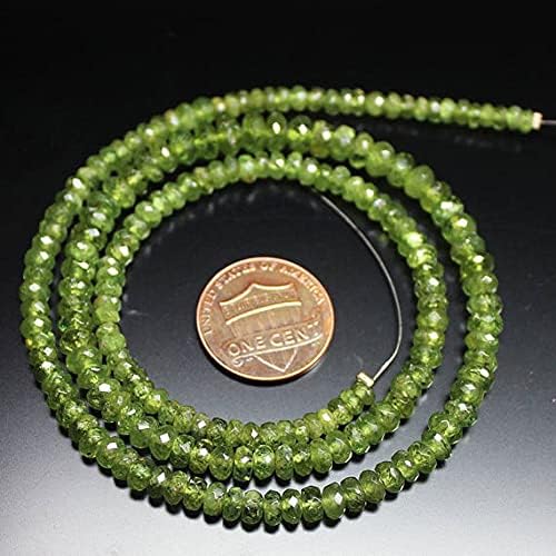 Green Demantoid Garnet Faceted Rondelle Micro Gemstone Loose Beads Strand 18
