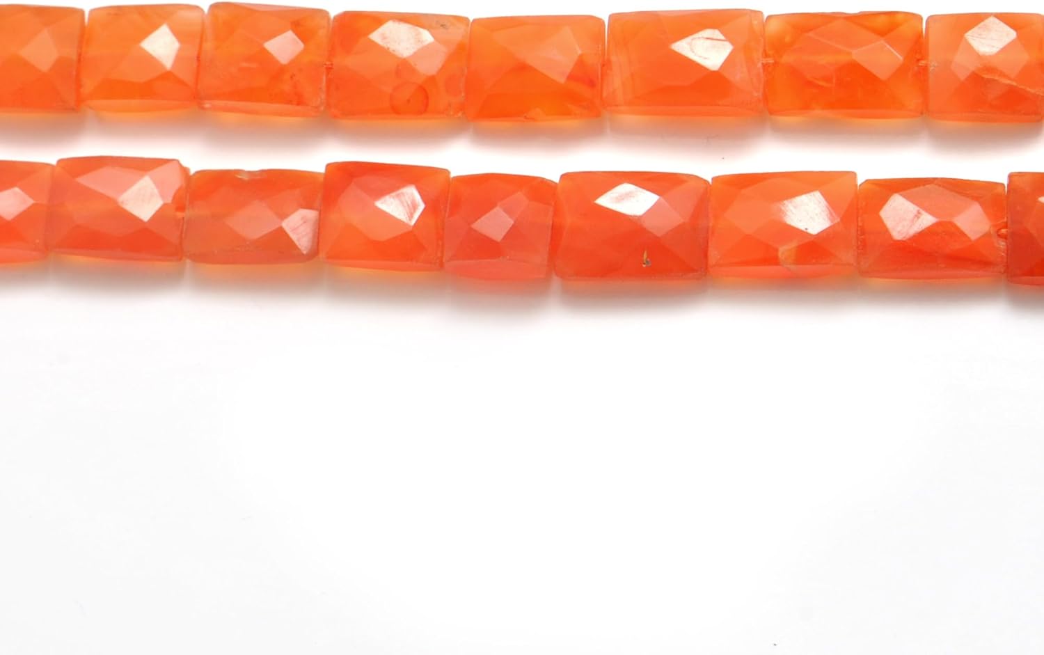 Kanika Creations Natural Carnelian Faceted Rectangle Beads 9X10-10X15MM – 30 Pcs 16.5 Inch Strand, Faceted Orange Gemstones for DIY Jewelry Making