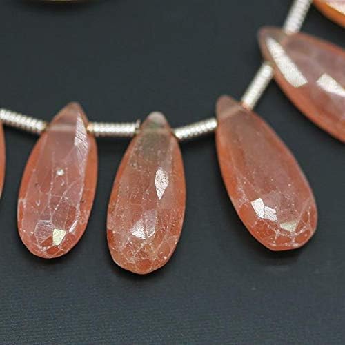 GEMZ 16 inch Strand of Natural Pink Sapphire pear Drop Shape Faceted Cut Pink Color briollete Beads for DIY Jewelry Making- Earring Necklace Bracelet.