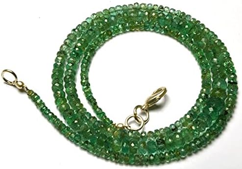 Beads Gemstone 1 Strand Natural 21 Inches Stands AAAA Gems Quality 100% Natural Emerald Transparent Faceted Roundels Beads Necklace 2.5 to 5 MM Code-HIGH-21563