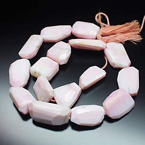 Peru Pink Opal Faceted Tumble Nugget Gemstone Loose Craft Beads Strand 10 Inch Long 19mm 31mm Code-HIGH-20763