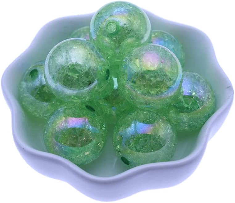 Davitu 20mm White AB Color Chunky Crackle Acrylic Beads Round Gumball Beads Fashion Bubblegum Acrylic Beads for Necklace Making - (Color: purple, Style: A, Item Diameter: 20mm)