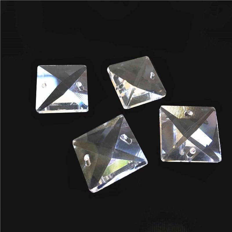 Hanging Crystals Prisms Crystal Square Beads in 2 Holes Crystal Curtain Beads Chandelier Bead Hangings Crystals for Decoration(22mm 650pcs)