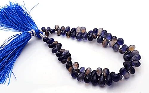BEADS GEMSTONE 1 Strand Natural 7.5 Inches AAA+ Iolite Beads Micro Faceted Drope Shape BEADS - -6.5 to 9 MM Code-HIGH-21835