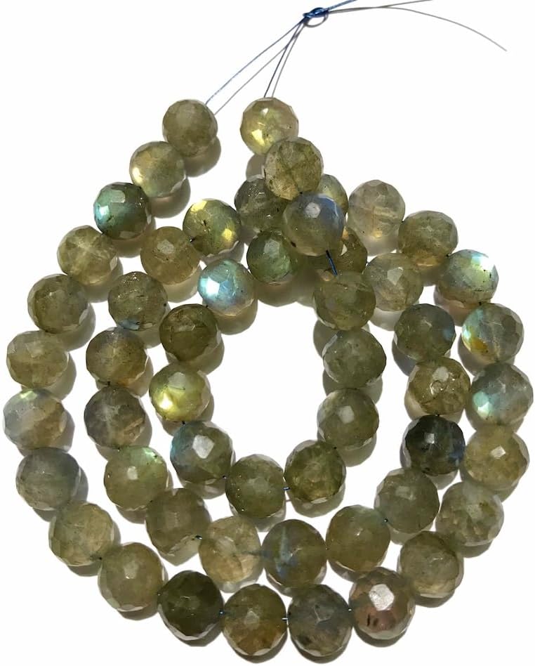 Natural Labradorite Round Faceted Beads 9mm 18 inch Long String Jewelry Making Gemstone Beads for Necklace Bracelet