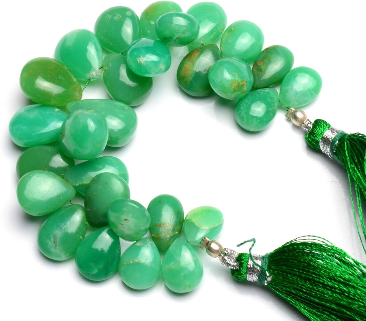 8 inch Strand of Natural Chrysoprase 10x8-13x11mm Pear Smooth briolette Beads for DIY Jewelry Making. |BRIO_02349