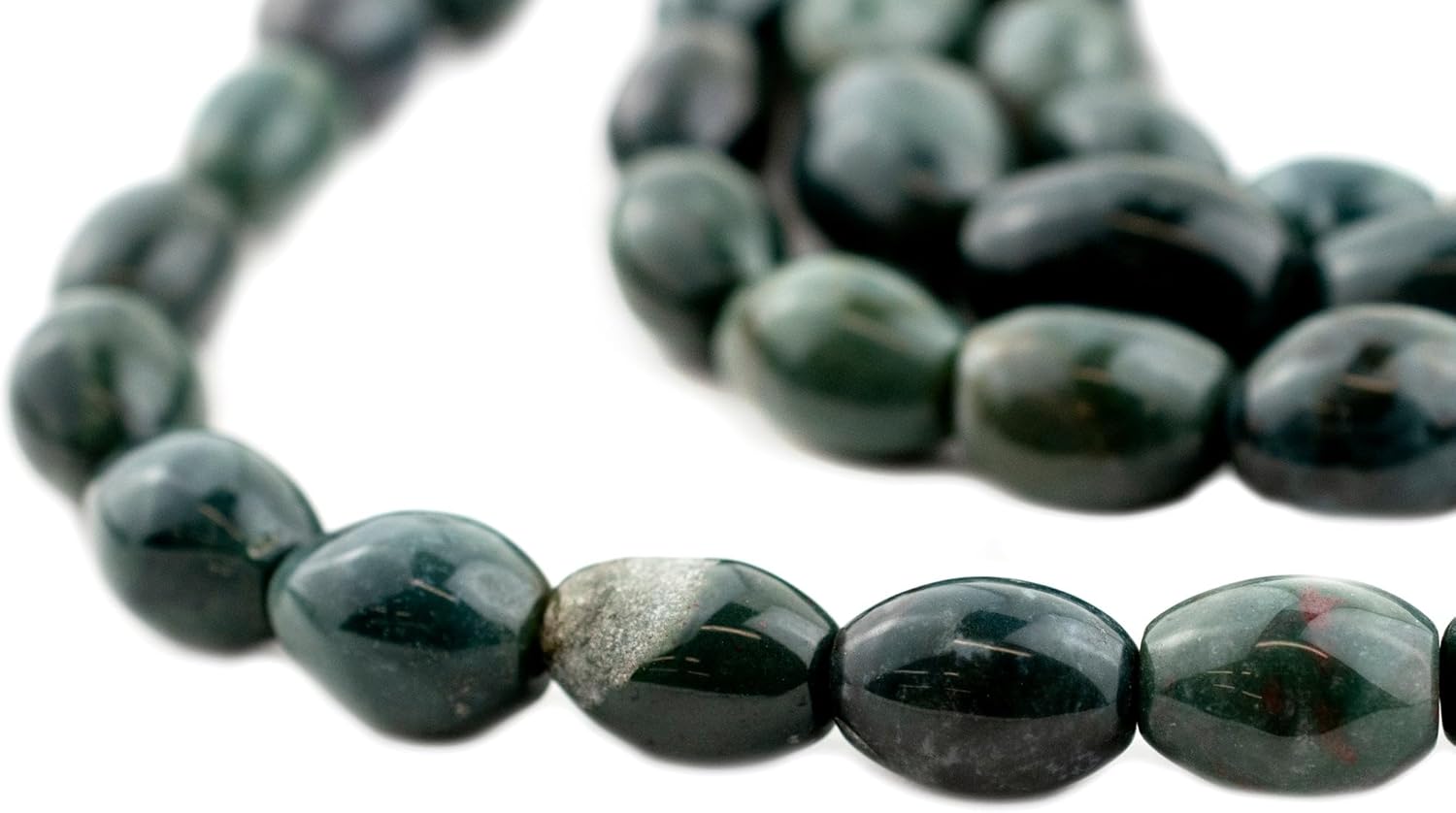 The Bead Chest Oval Serpentine Beads Extra Long Strand, 16x12mm Green Gemstone 70”