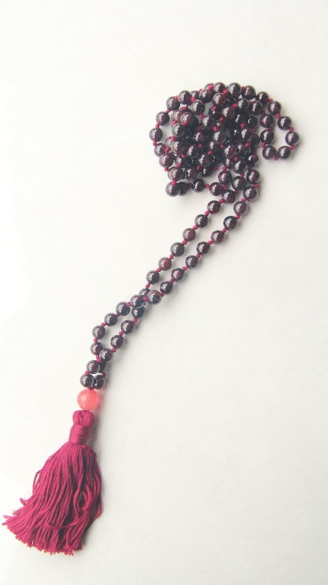 Natural Red Garnet 8mm 108 Mala Beads, Spiritual, Meditation Beads, Reiki, Japa Mala, Buddhist Prayer Beads, Yoga Bracelet, healing beads LKMALA-RRGU-2567