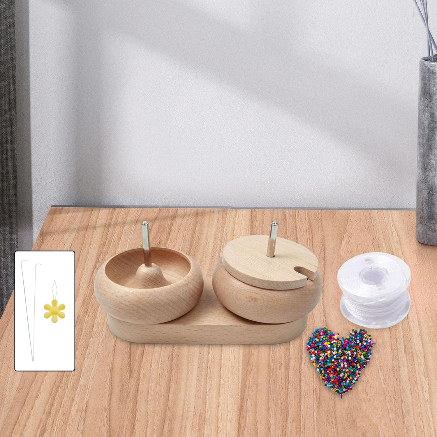 Dual Bowl Bead Spiner Spiner Beads Loader DIY Jewelry Making Kit Stringing Beads Quickly Beading Bowl Bead Looms for Gift Making