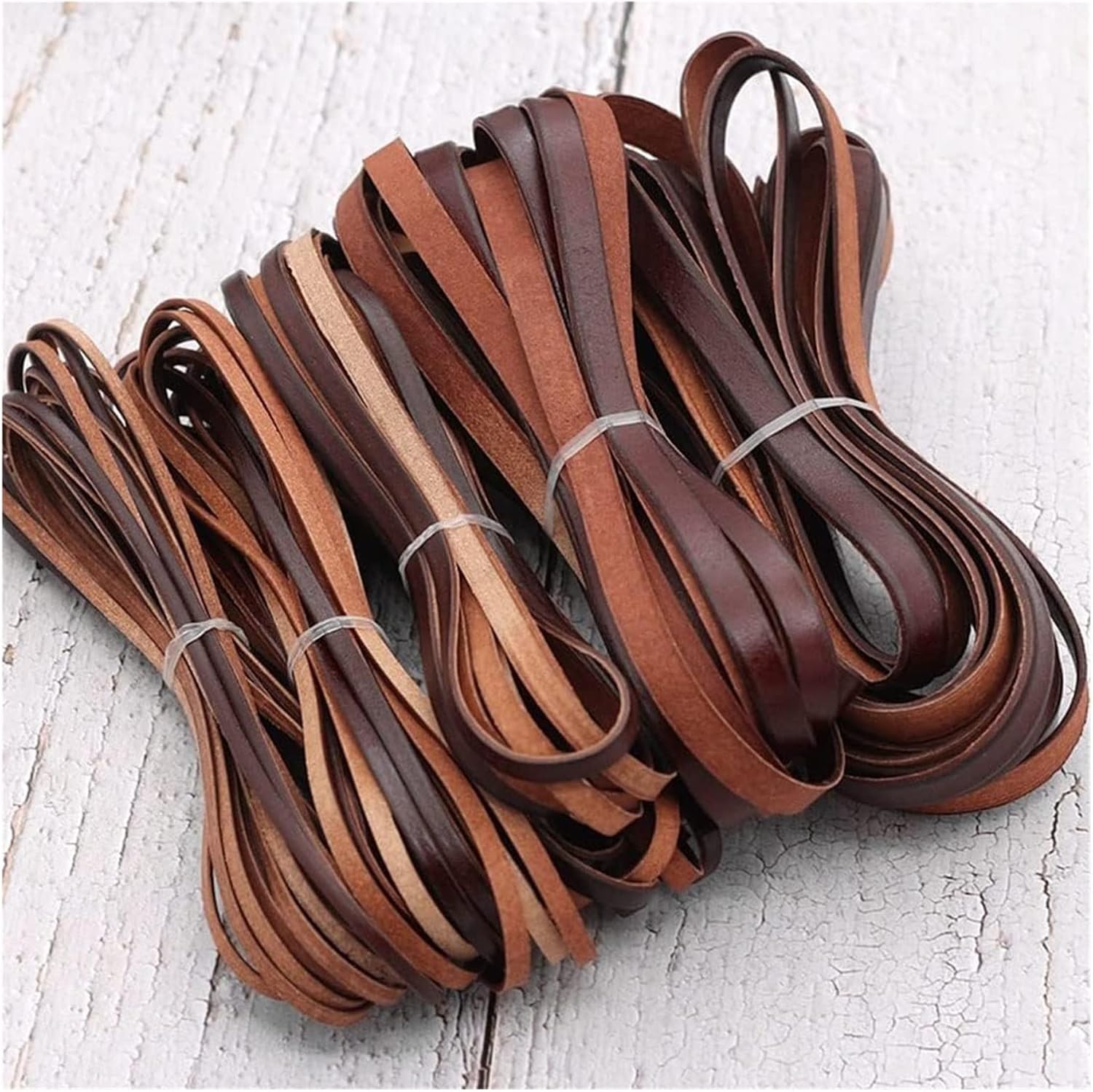 Fold Braided Leather Cord,1.5mm Flat Leather Cord - Natural Leather Lacing - Strip Cord Braiding String For Jewelry Making Shoe Lace Braided Bracelets Necklaces Handbags, 1pcs (Length : 5m, Size : 5mm