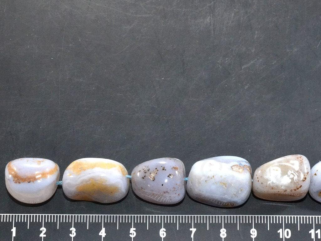 The Design Cart Pastel Blue Agate Stones for Bracelet Necklace Jewelry Making, Package of 5 Strings KAR-270619-012