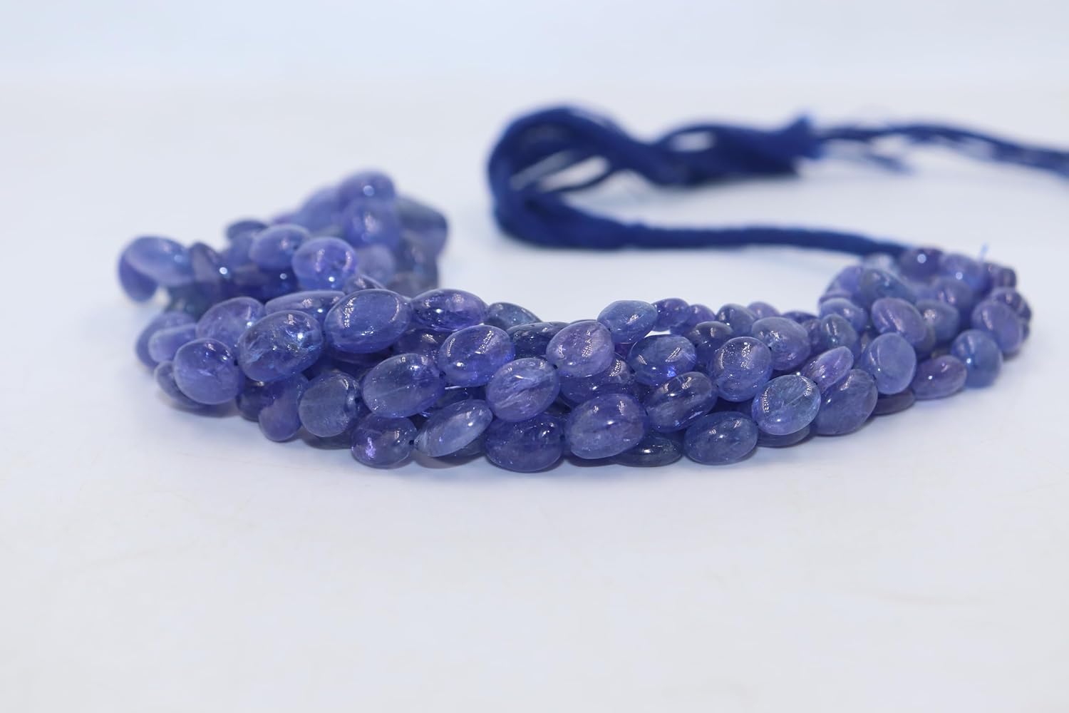 Natural AAA+ Tanzanite Smooth Oval Beads, 8-12mm Semi-Precious Gemstone Strand, Genuine Blue Crystal
