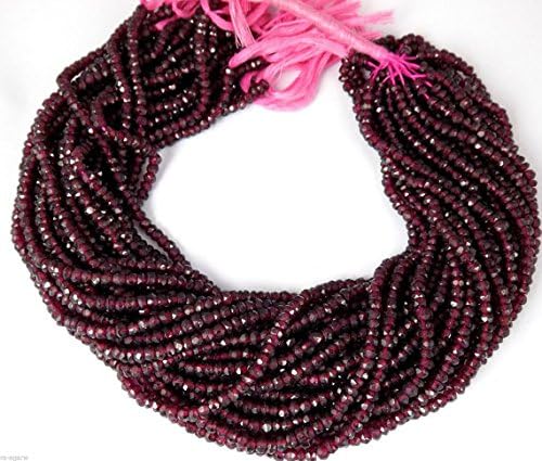 5 Strand Natural Red Garnet Micro Faceted Gemstone Rondelle Beads 3-4mm 13