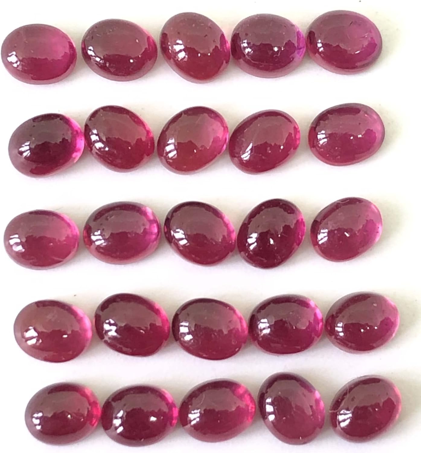 15.94 Ct Luster Ruby Oval Shape Cabochon Size 5x4 mm Attractive High Quality Wholesale 25 Pcs Lot Loose Gemstone Best For Making Necklace, Pendant, Earring Jewelry