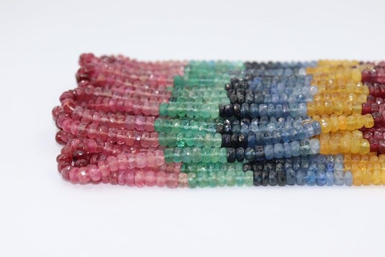 Multi Precious Faceted Rondelle Beads 4.5-5 mm Multi Rainbow Beads Multi Sapphire Beads Rainbow Sapphire Beads