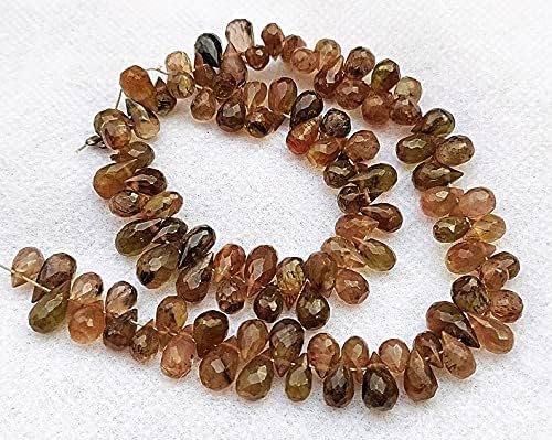 8 inch Strand of Natural Andalusite 6-9mm Drop Faceted briolette Beads for DIY Jewelry Making. |BRIO_00399