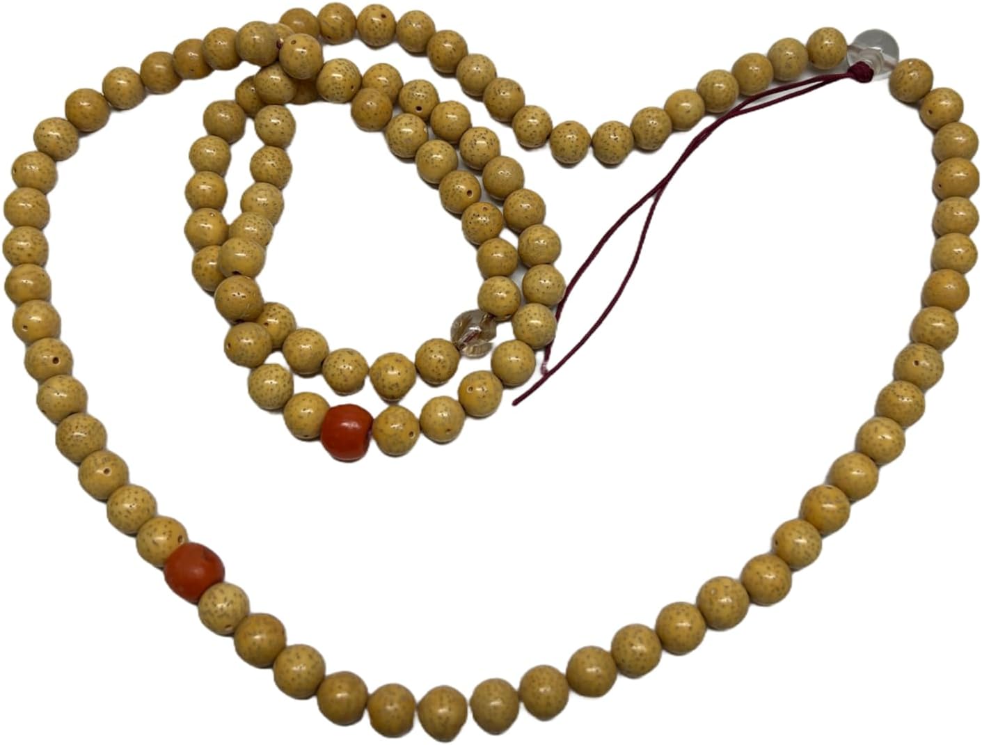 Bodhi Dots Pattern Cream Yellow Color 108 Beads Hand Rosary Praying Chain Aws4689