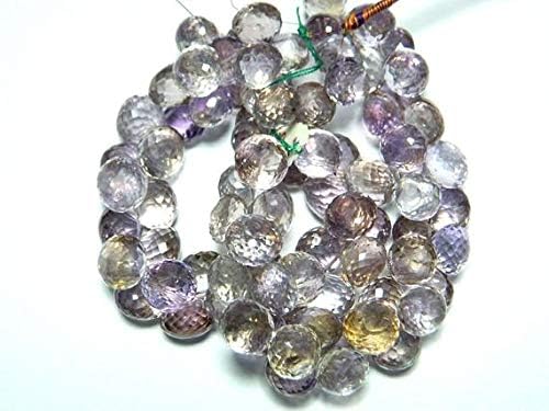 LOVEKUSH LKBEADS Ametrine Briolettes, Ametrine Onion, AAA Ametrine, Onion Briolette, 10mm to 11mm Approx, 8 inch Strand Full Strand Code-HIGH-47989