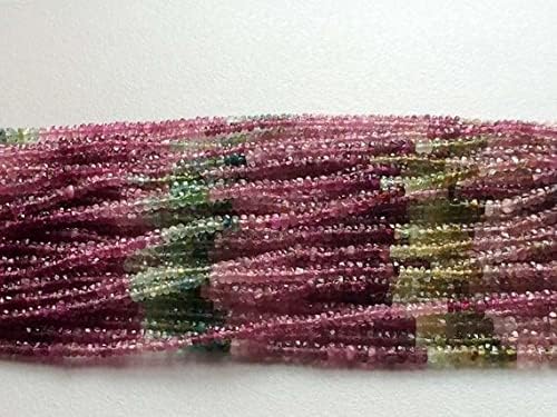 1 Strand Natural Multi Tourmaline Beads, Tourmaline Faceted Rondelles, Tourmaline Necklace, 3mm Beads, 14 Inch