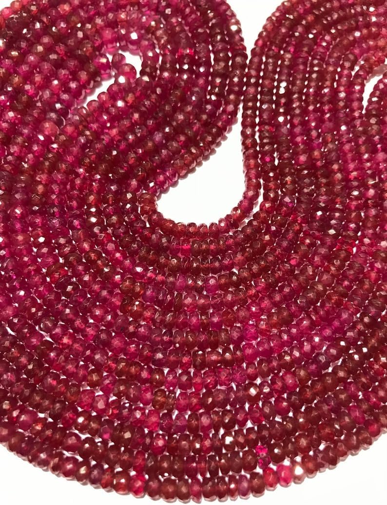 Natural RUBY RONDELLE faceted Beads 4x5mm 20 inch long string jewelry making gemstone beads for necklace bracelet