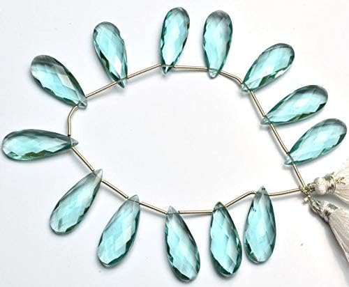 GEMZ 10 inch Strand of Natural Aquamarine Quartz pear Shape Faceted Cut Blue Color briollete Beads for DIY Jewelry Making- Earring Necklace Bracelet.