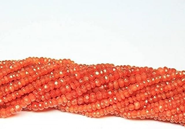 Fanta Orange Carnelian Faceted Micro Rondelle Loose Craft Beads 14