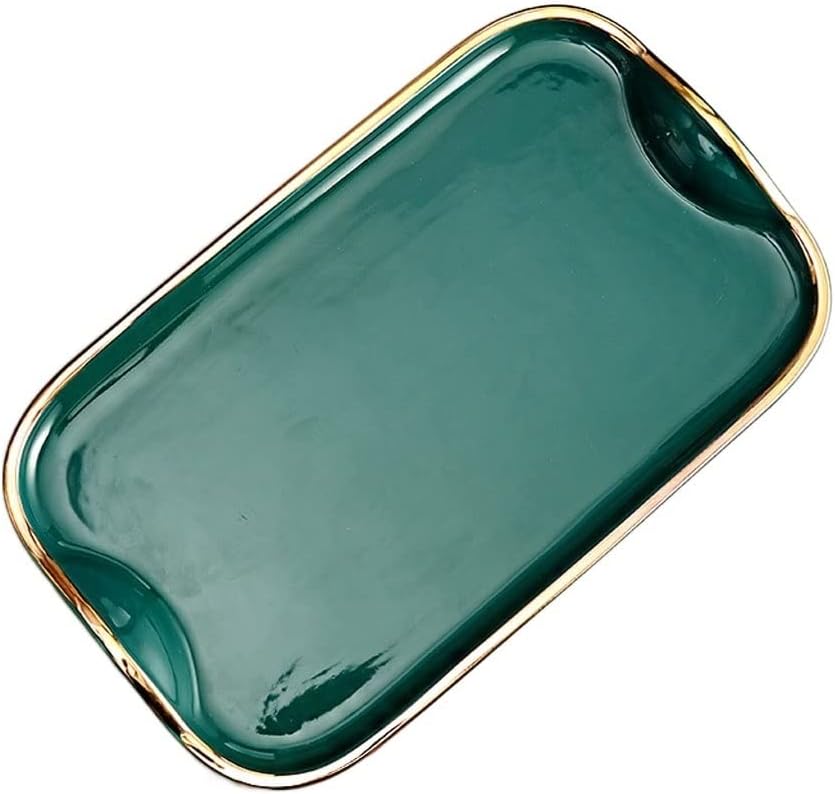 Tray Simple Rectangular Ceramic Flower Tea Cups Storage Tray Tray Home Living Room Tableware Serving Trays(C)