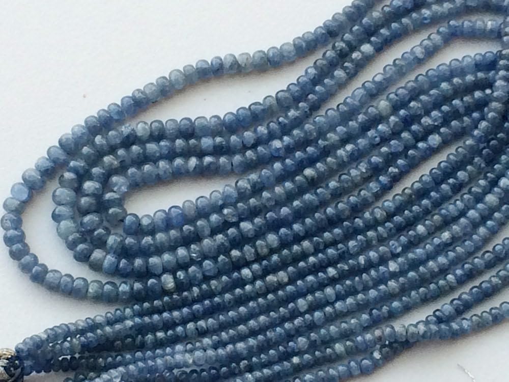 3-5mm Blue Sapphire Beads Plain Rondelle Beads, Blue Sapphire Beads, Sapphire For Necklace, Burma Sapphire Beads (8IN T0 16IN)-PGA2199