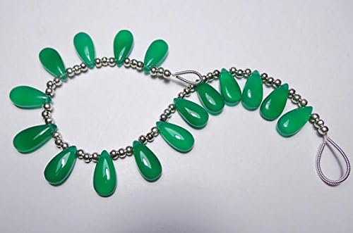8 matched pairs, 15x7 mm long aprx.,green onxy chalcedony smooth pear briolettes