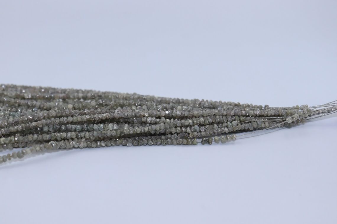 Grey Diamond Raw UNCUTS Rough Diamond Beads Natural Diamond Strands Diamond Beads Grey Diamond Raw Beads Conflict Free Diamond Beads (25 Strands)