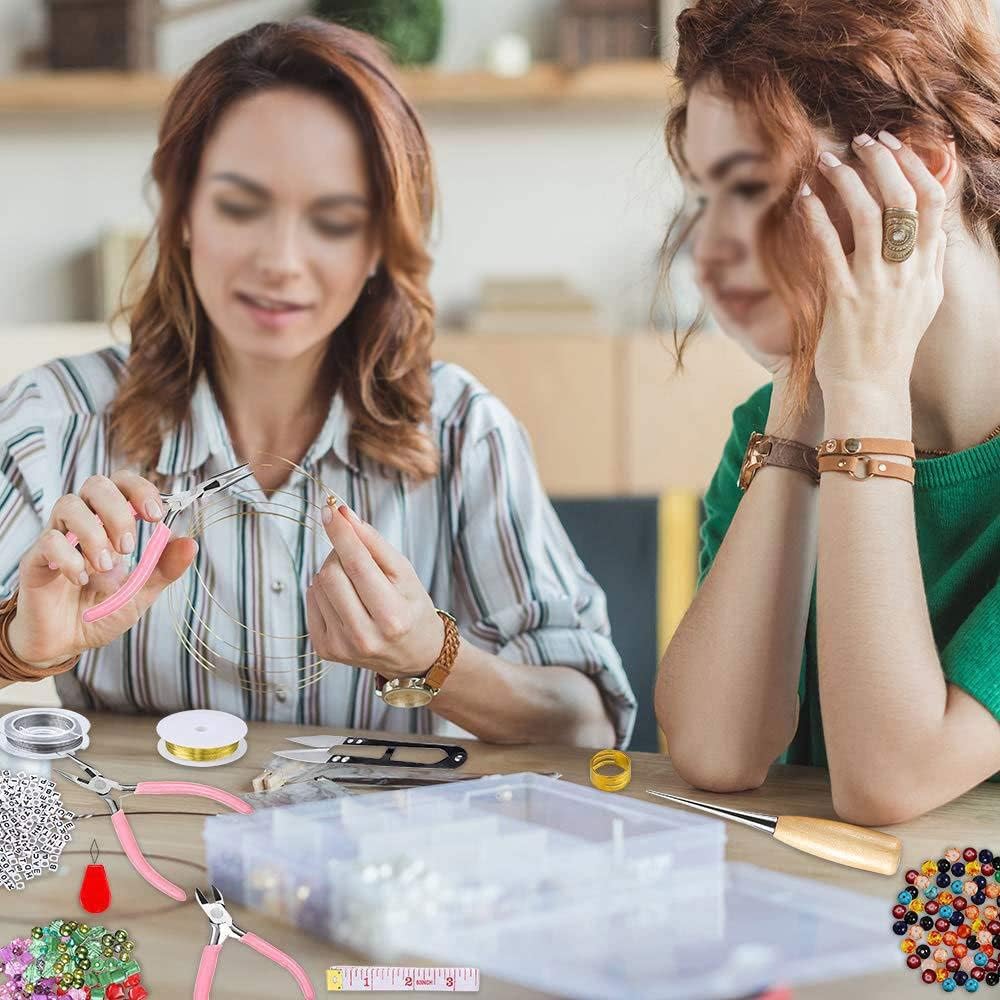 1960PCS Jewelry Making Supplies DIY Kit with Beads Charms Findings Jewellery Pliers Beading Wire for Necklace Bracelet Earrings