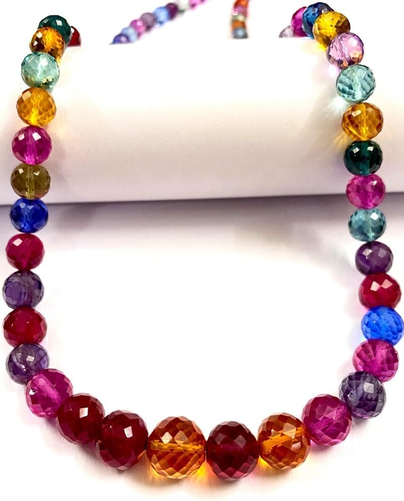Natural Multi Sapphire Corundum roundelle facated Beads 5-9 MM 19 inch Long String Jewelry Making Gemstone Beads for Necklace Bracelet