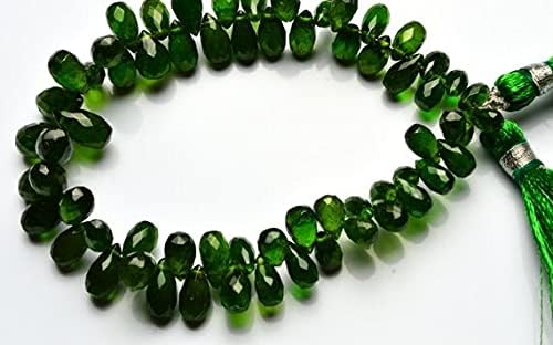 1 Strand Natural Chrome Diopside Faceted Drop Shape Briolettes 4x6 to 5x9MM Approx. 6.5